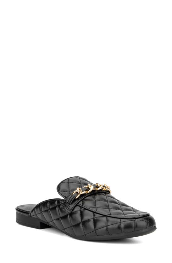 Olivia Miller Amaia Quilted Loafer Mule In Black