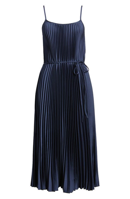 Sam Edelman Hammered Satin Pliss Dress in Navy | Smart Closet