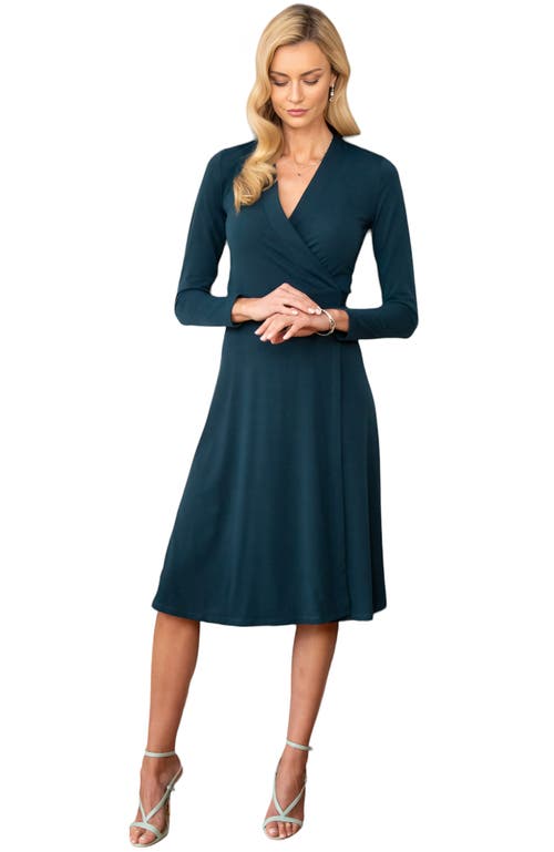 Shop Hotsquash London Clothing Long Sleeve Wrap Dress In Woodland Teal