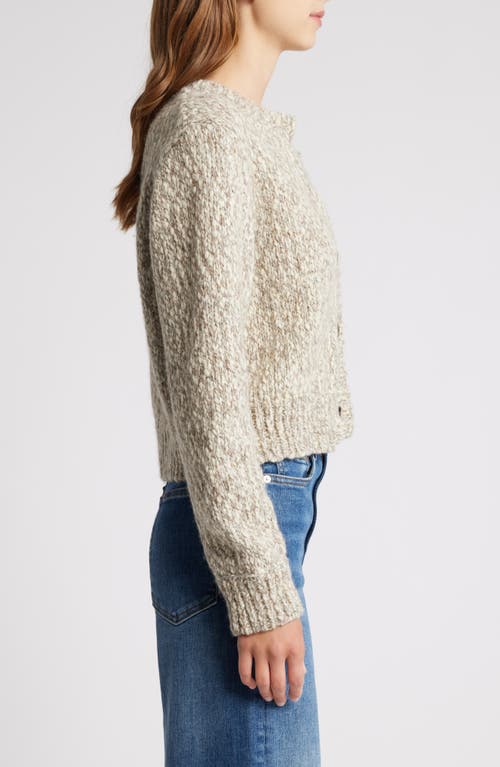 Shop Frame Marl Wool Blend Cardigan Sweater In Cream Multi