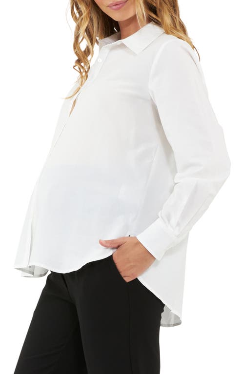 Shop Ripe Maternity Tori Classic Maternity/nursing Button-up Shirt In White