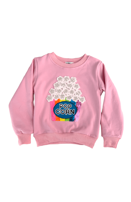 Lola + The Boys Babies'  Pearls And Popcorn Sweatshirt In Pink