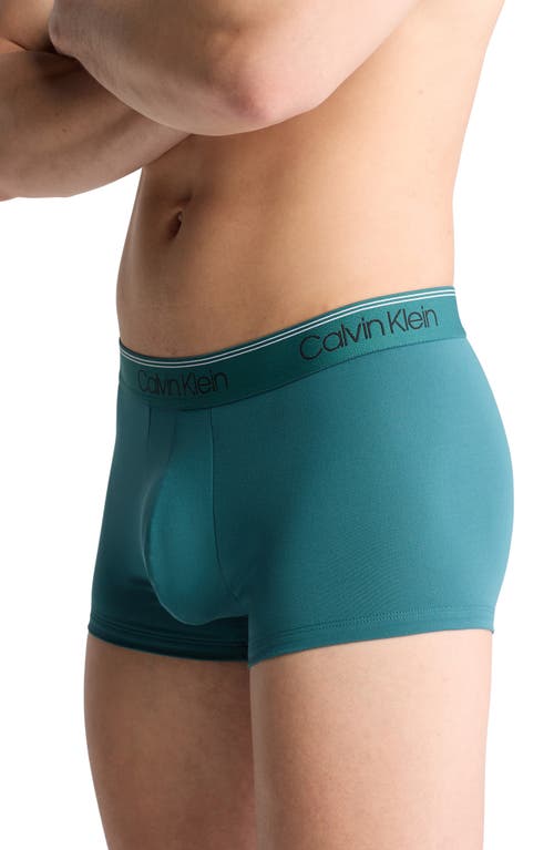 Shop Calvin Klein 3-pack Low Rise Microfiber Stretch Trunks In Teal Multi