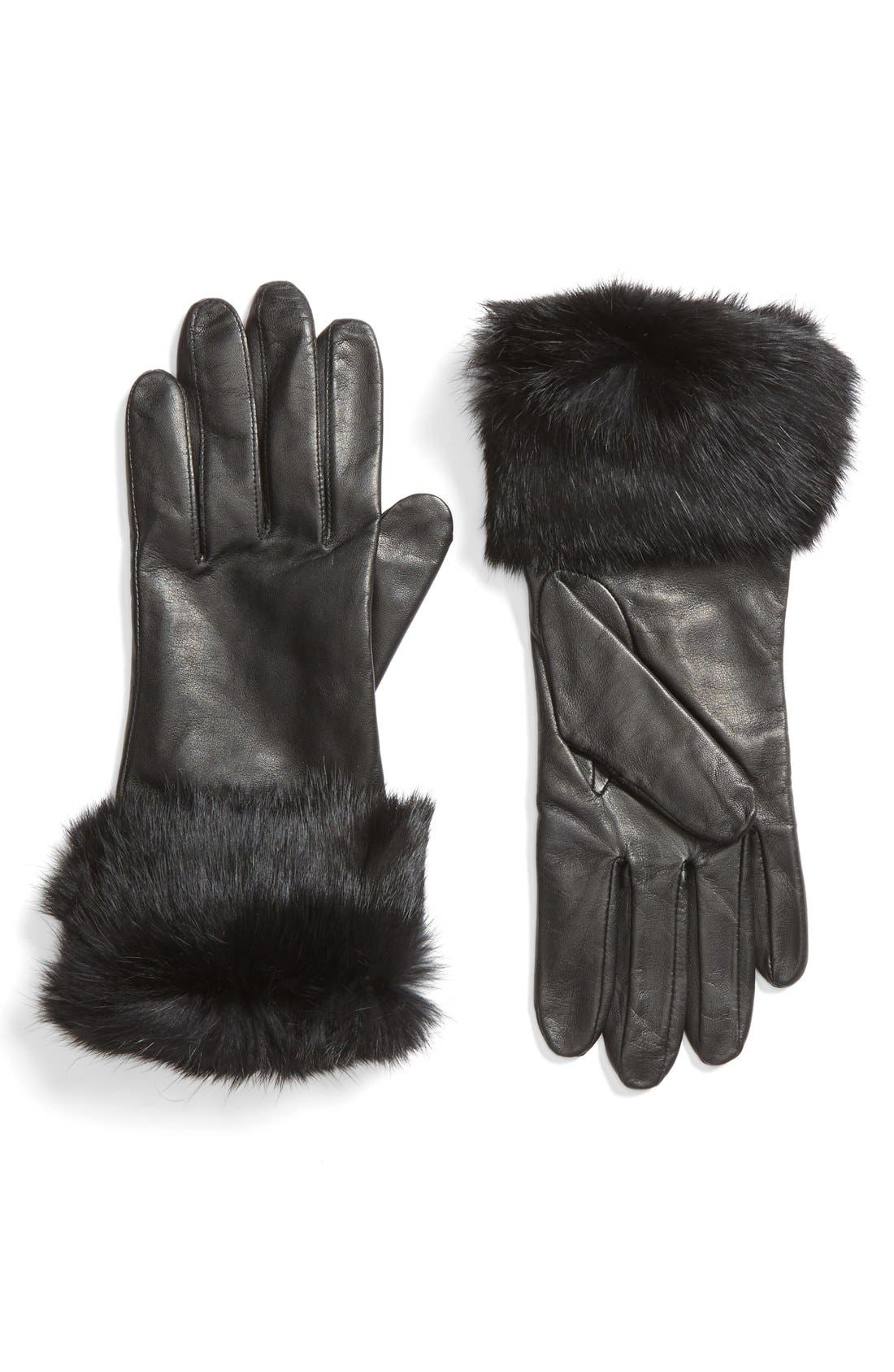Fownes Brothers Leather Gloves with Genuine Rabbit Fur Cuffs Nordstrom