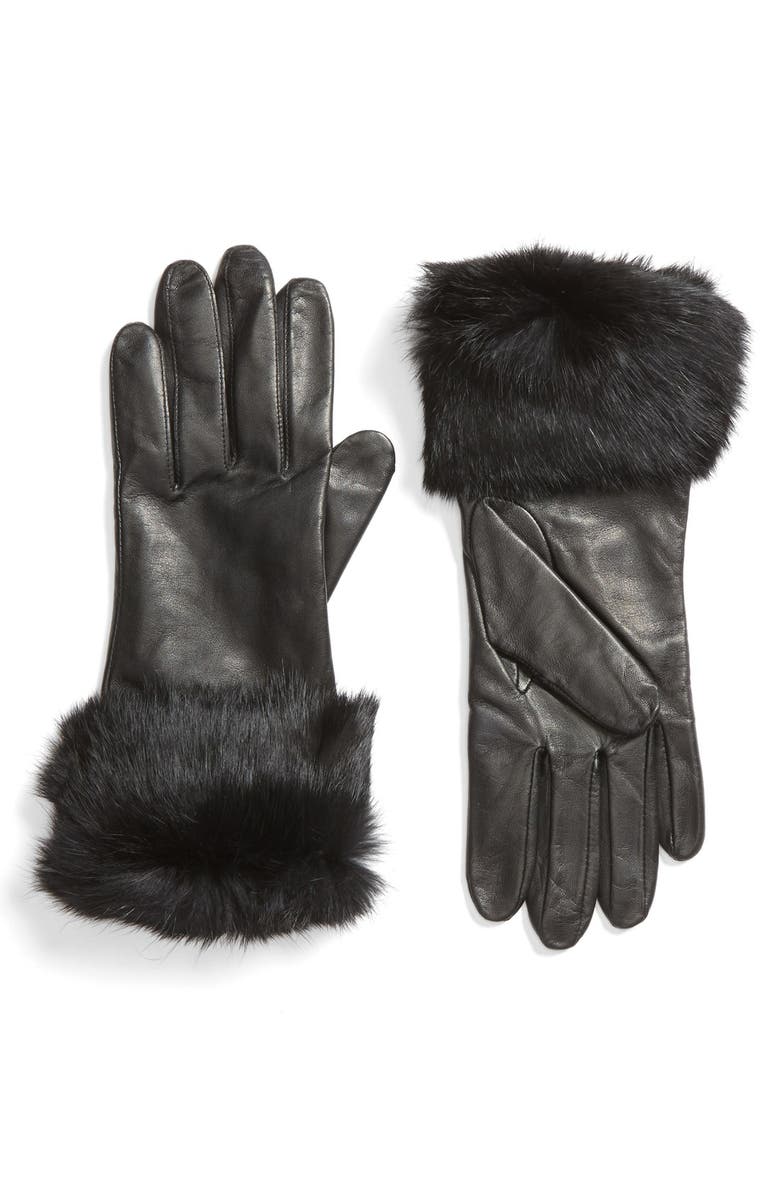 Fownes Brothers Leather Gloves with Genuine Rabbit Fur Cuffs | Nordstrom