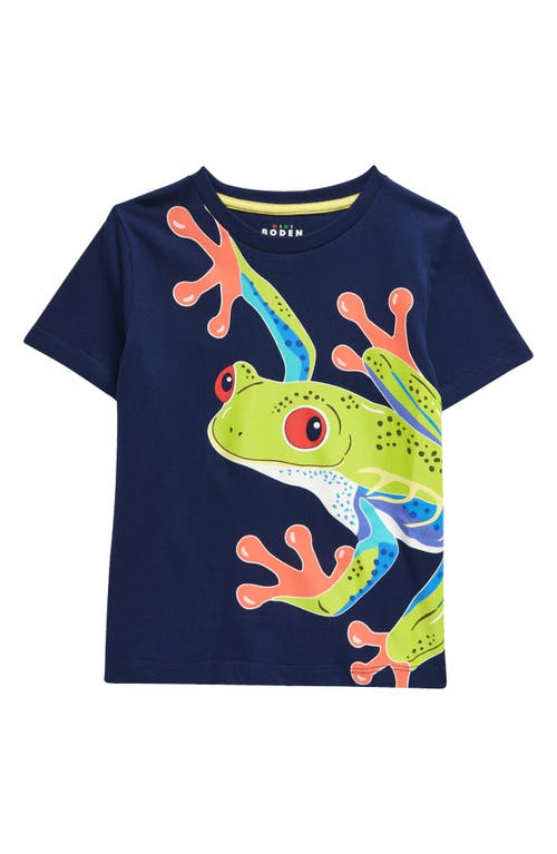 Mini Boden Kids' Glow the Dark Frog Cotton Graphic T-Shirt College Navy at Nordstrom,