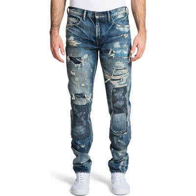 Prps Le Sabre Destroyed Slim Fit Jeans, Blue