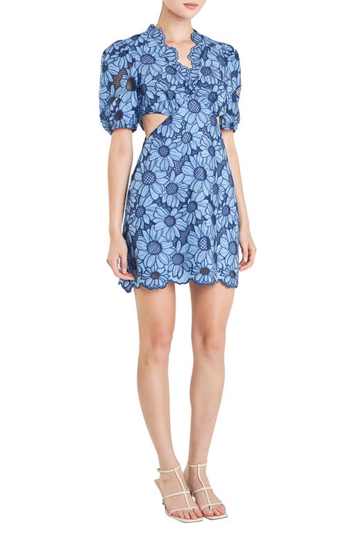 ENGLISH FACTORY ENGLISH FACTORY FLORAL EYELET CUTOUT MINIDRESS
