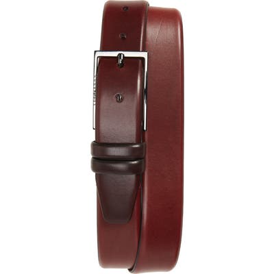Boss Carmello Leather Belt, Dark Red