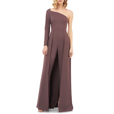 Kay Unger One-Sleeve Maxi Romper, Pink
