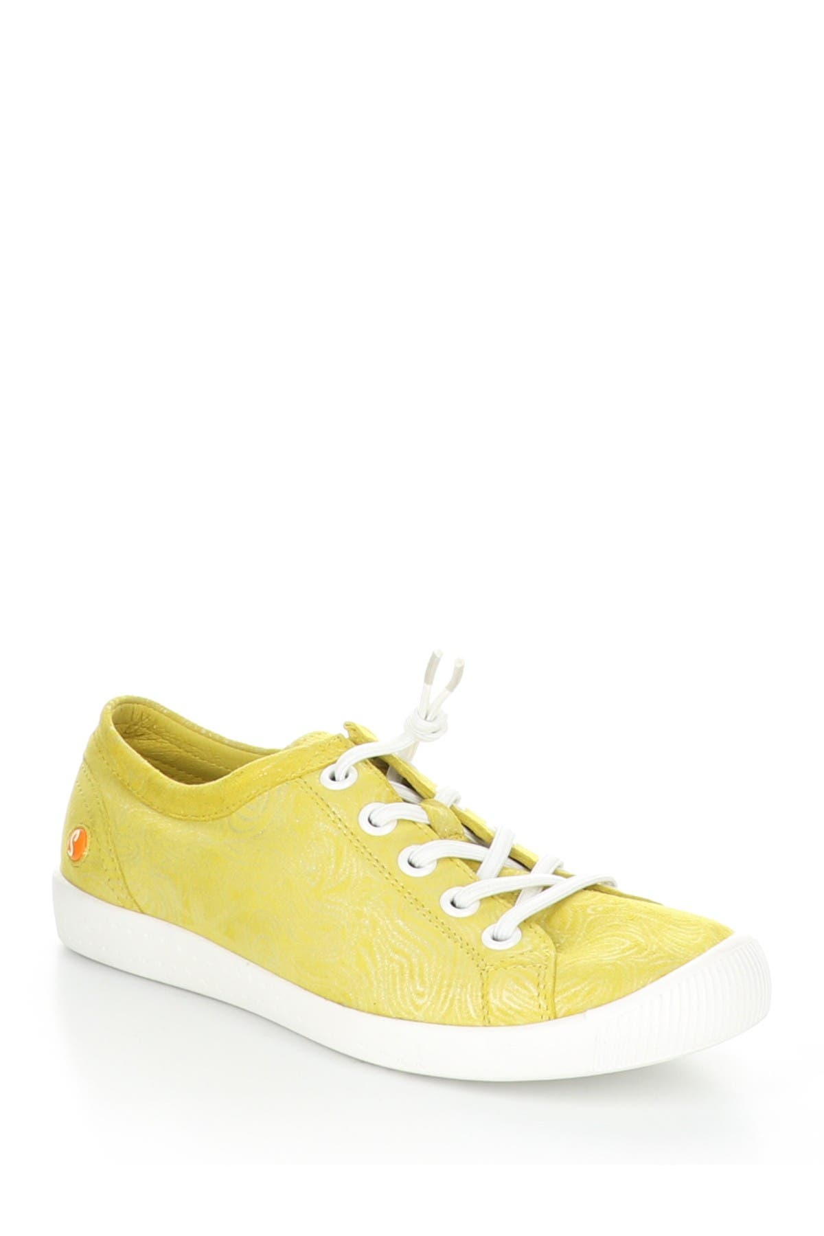 Softinos By Fly London Isla Distressed Sneaker In 015 Yellow Suede Cur