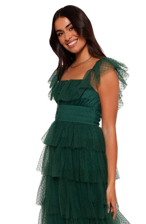 Petal And Pup Petal & Pup Belle Swiss Dot Tulle Tiered Maxi Dress In Green