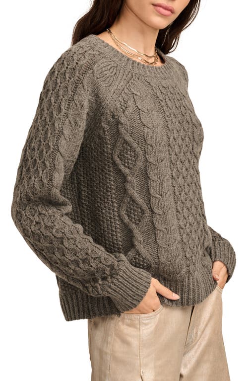 Shop Lucky Brand Cable Stitch Crewneck Sweater In Charcoal Heather