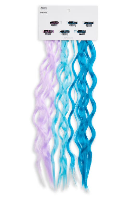 Capelli New York Kids' Assorted 6-pack Faux Hair Extension Clips In Blue Combo