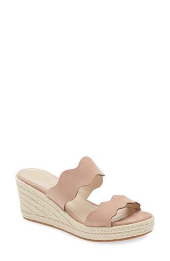 Pelle Moda Krew Espadrille Wedge Slide Sandal In Blush
