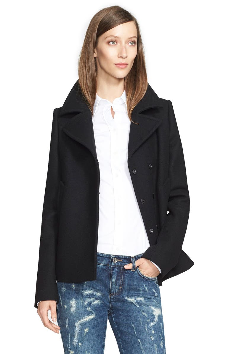 Dolce&Gabbana Short Double Breasted Wool Blend Peacoat | Nordstrom