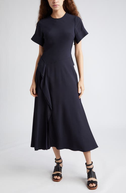 Ulla Johnson Cassia Ruffle Detail Woven Midi Dress in Midnight at Nordstrom, Size 2