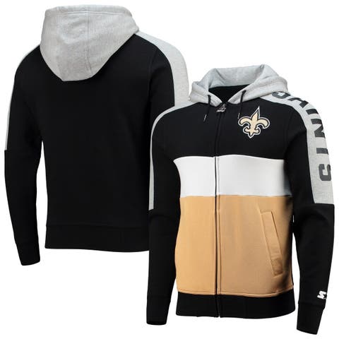 Women's New Orleans Saints Tommy Hilfiger Black/Vegas Gold Color Block  Full-Zip Hoodie