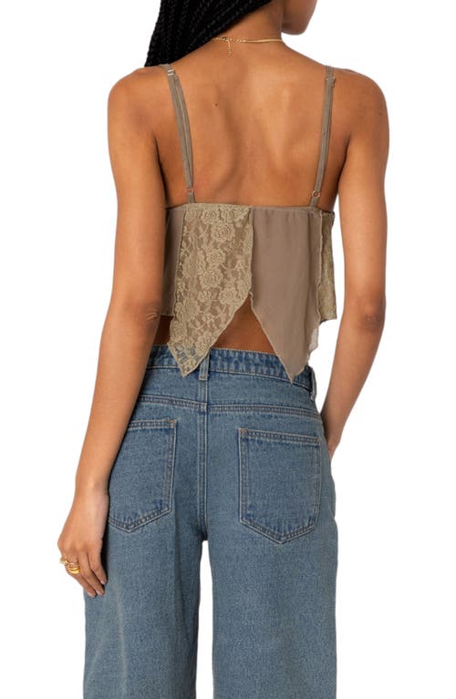 Shop Edikted Patchwork Lace Camisole In Olive