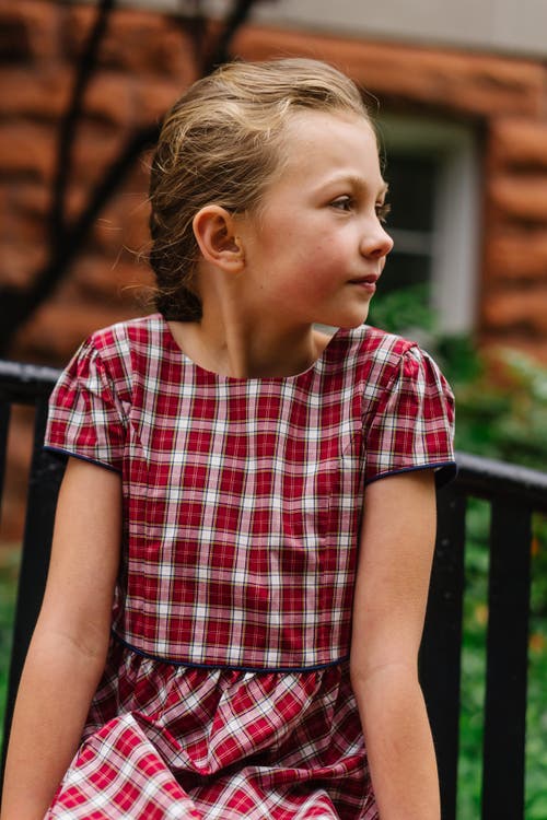 Hope & Henry Baby Girls' Organic Short Sleeve Schoolgirl Dress, Infant In Dark Red Collegiate Check