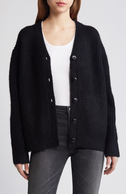 AllSaints Hopper Cardigan with Quilted Lining Black at Nordstrom,