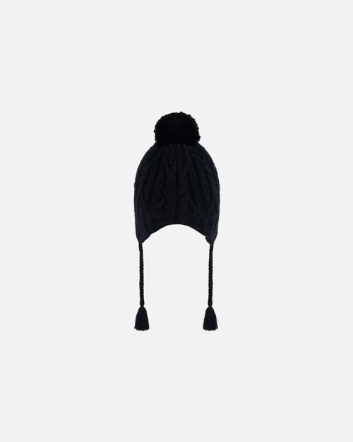 Shop Deux Par Deux Kids Unisex Peruvian Knit Hat Black In Anthracite