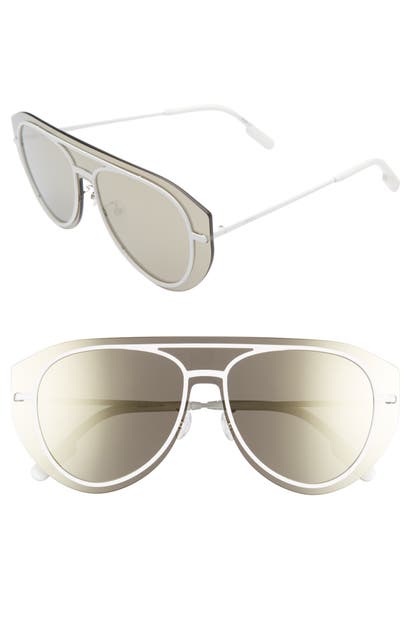 Click to view more detailed imagery on our partner's website Kenzo Women's Brow Bar Shield Aviator Sunglasses, 150mm In White/ Smoke Mirror