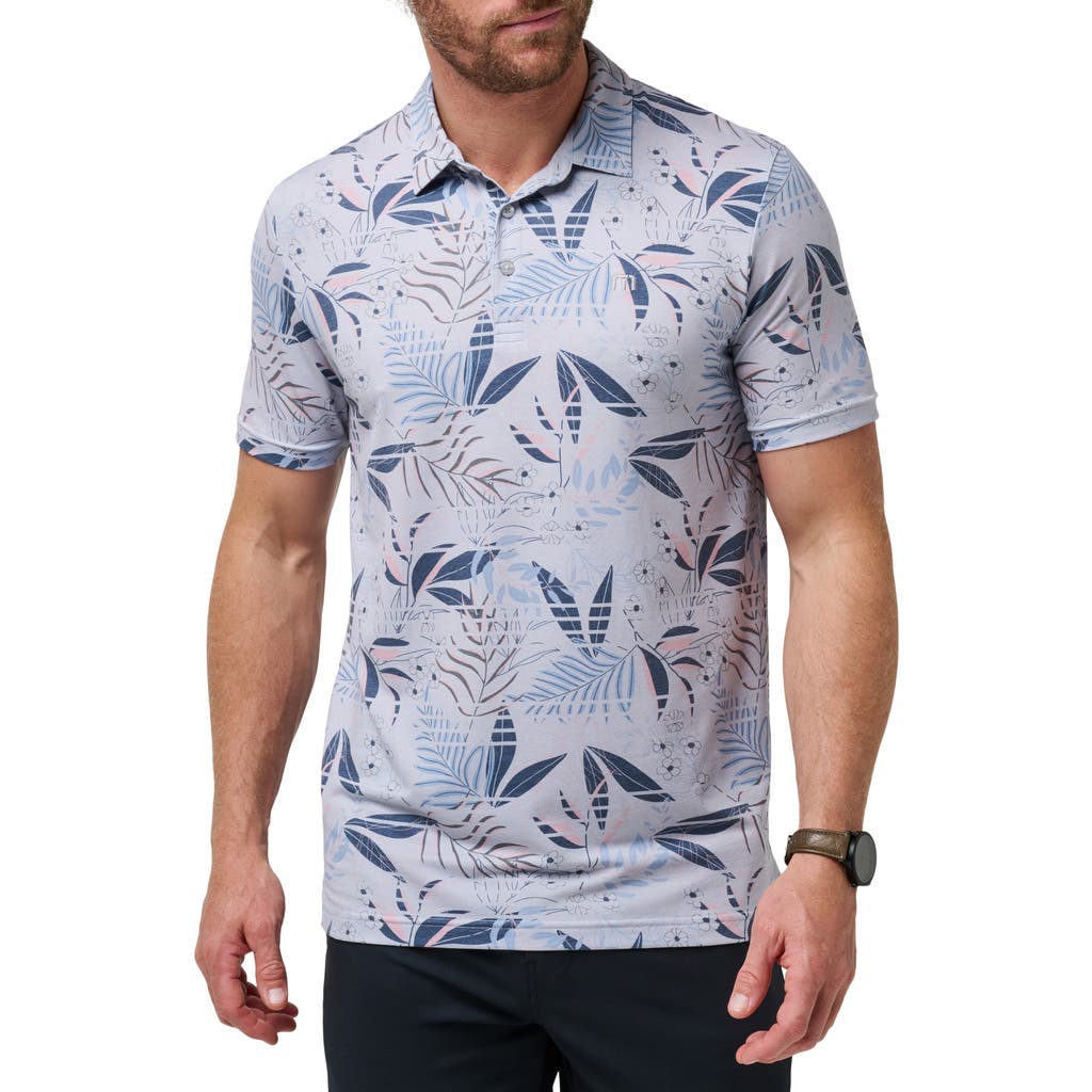Travismathew Rip Current Floral Piqué Polo In Heather Light Grey