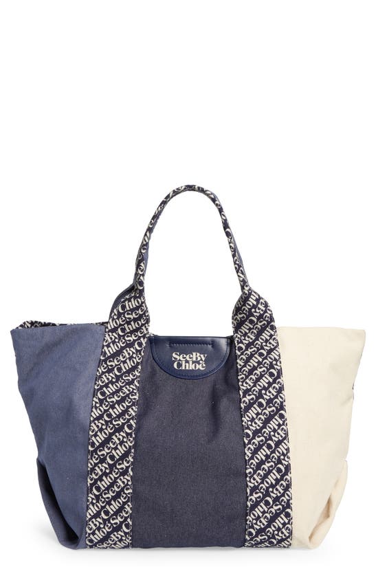 See By Chloé Laetizia Colorblock Tote In Royal Navy