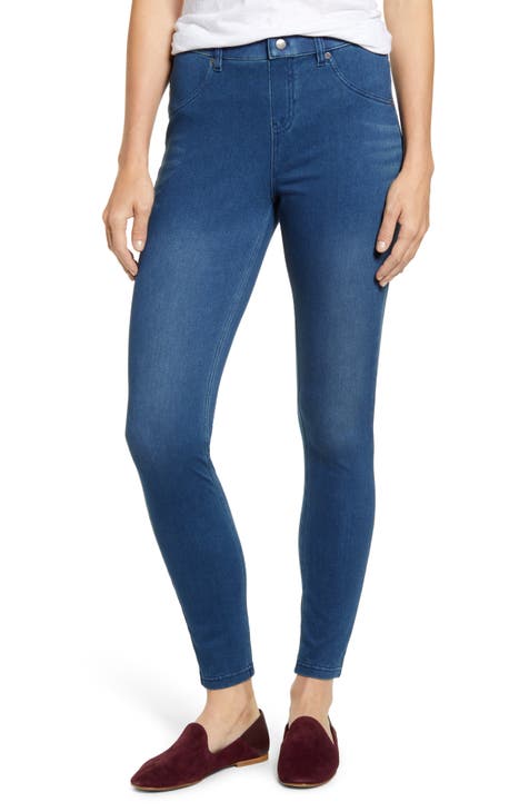Womens Blue Capri Leggings Jean Graphic Print Size 5XL - beyond