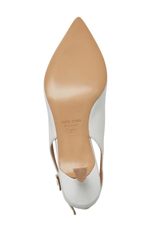 Bruno Magli Fiona Slingback Pointed Toe Pump In White Crinkled Paten