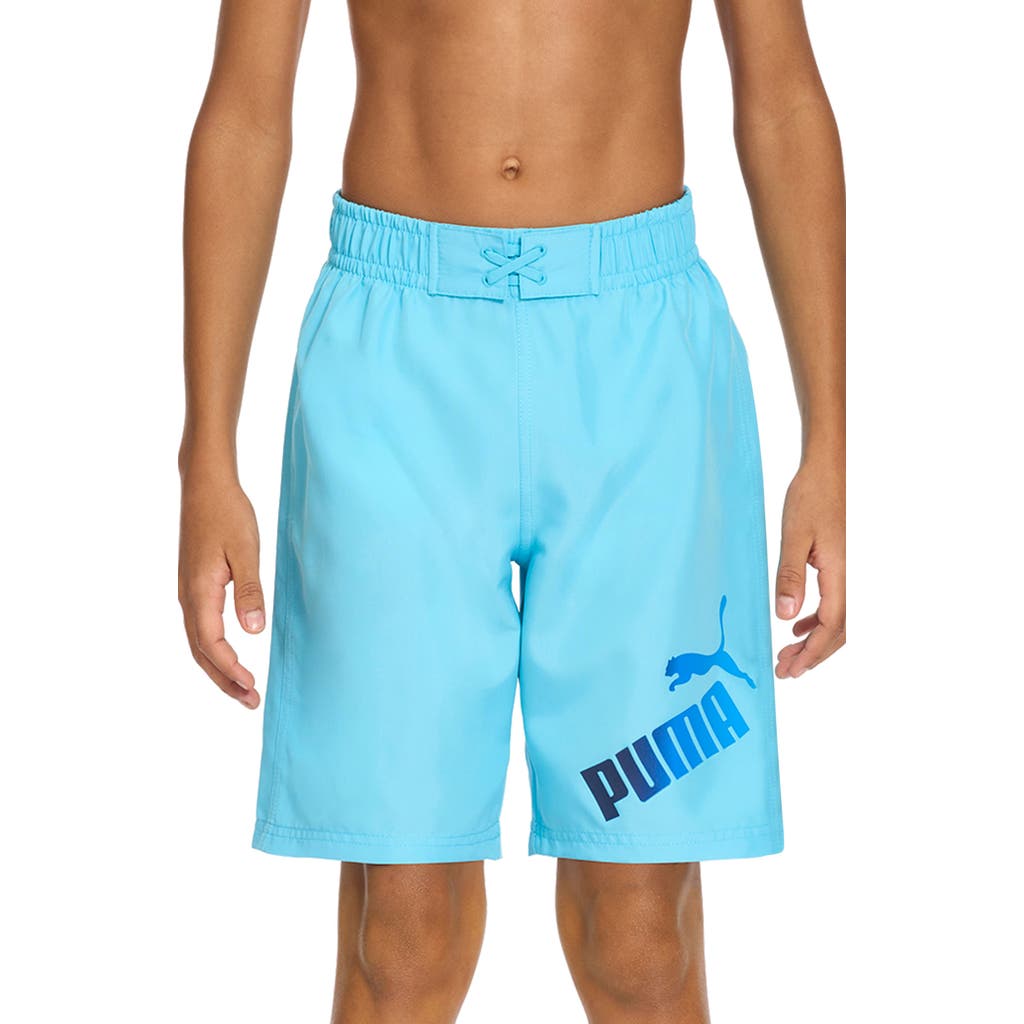 Puma Kids' Gradient Logo Swim Trunks In Blue/aqua