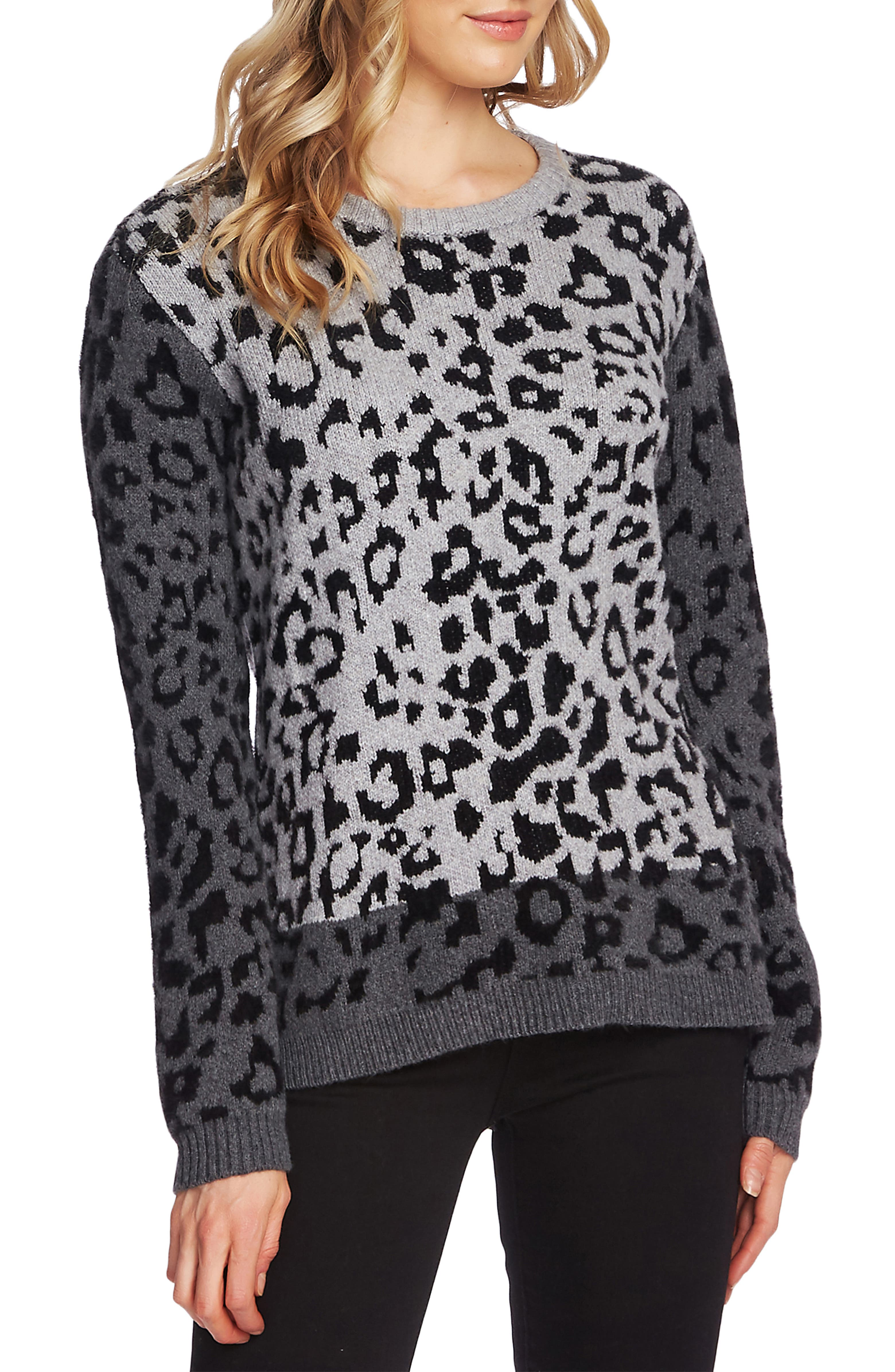 Vince Camuto Leopard Jacquard Cotton Blend Sweater | Nordstrom