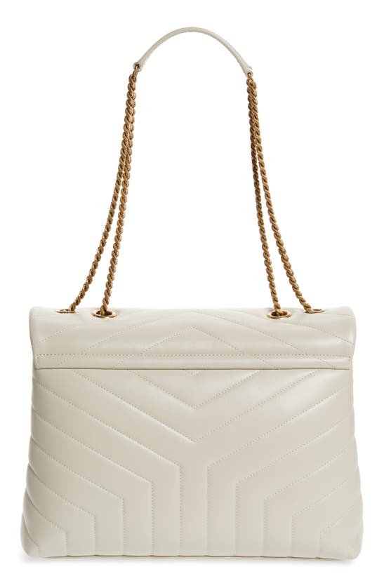 Shop Saint Laurent Medium Loulou Matelassé Leather Shoulder Bag In Crema Soft