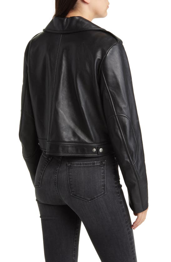 Shop Frame Lambskin Leather Moto Jacket In Noir