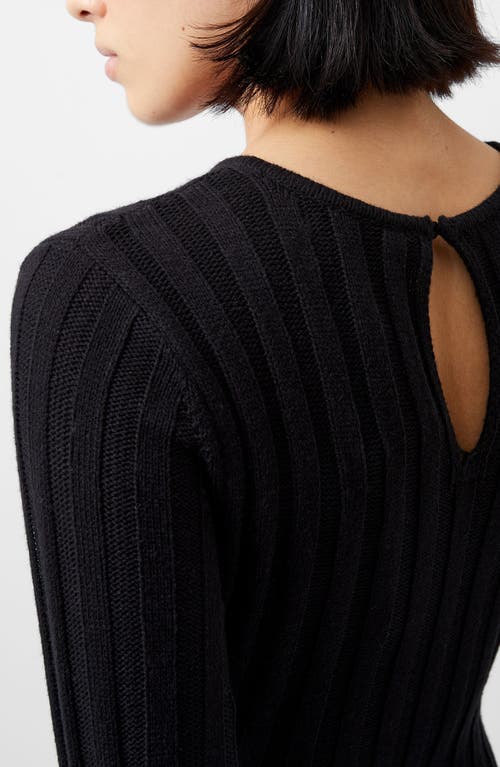 French Connection Long Sleeve Rib Maxi Sweater Dress In Black