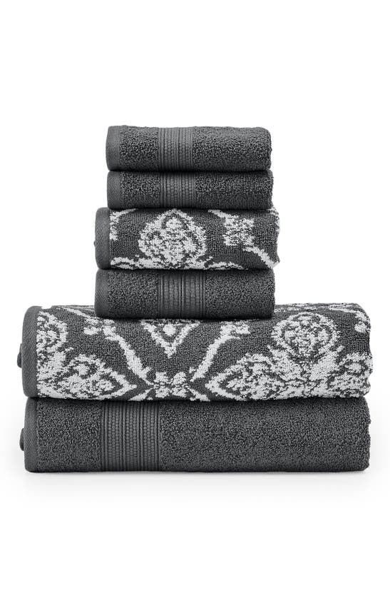 Modern Threads 6 Piece Yarn Dye Towel Set In Coal