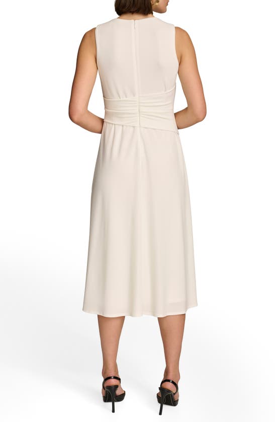 Shop Dkny Donna Karan New York Poly Twisted Sleeveless Dress In Cream