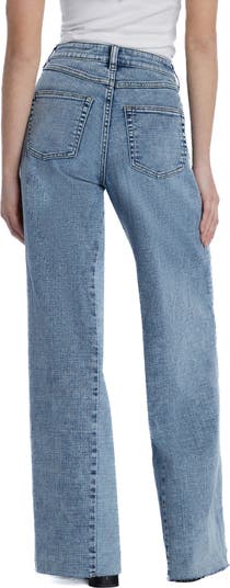 Happy Dual Two-Tone High Waist Wide Leg Jeans