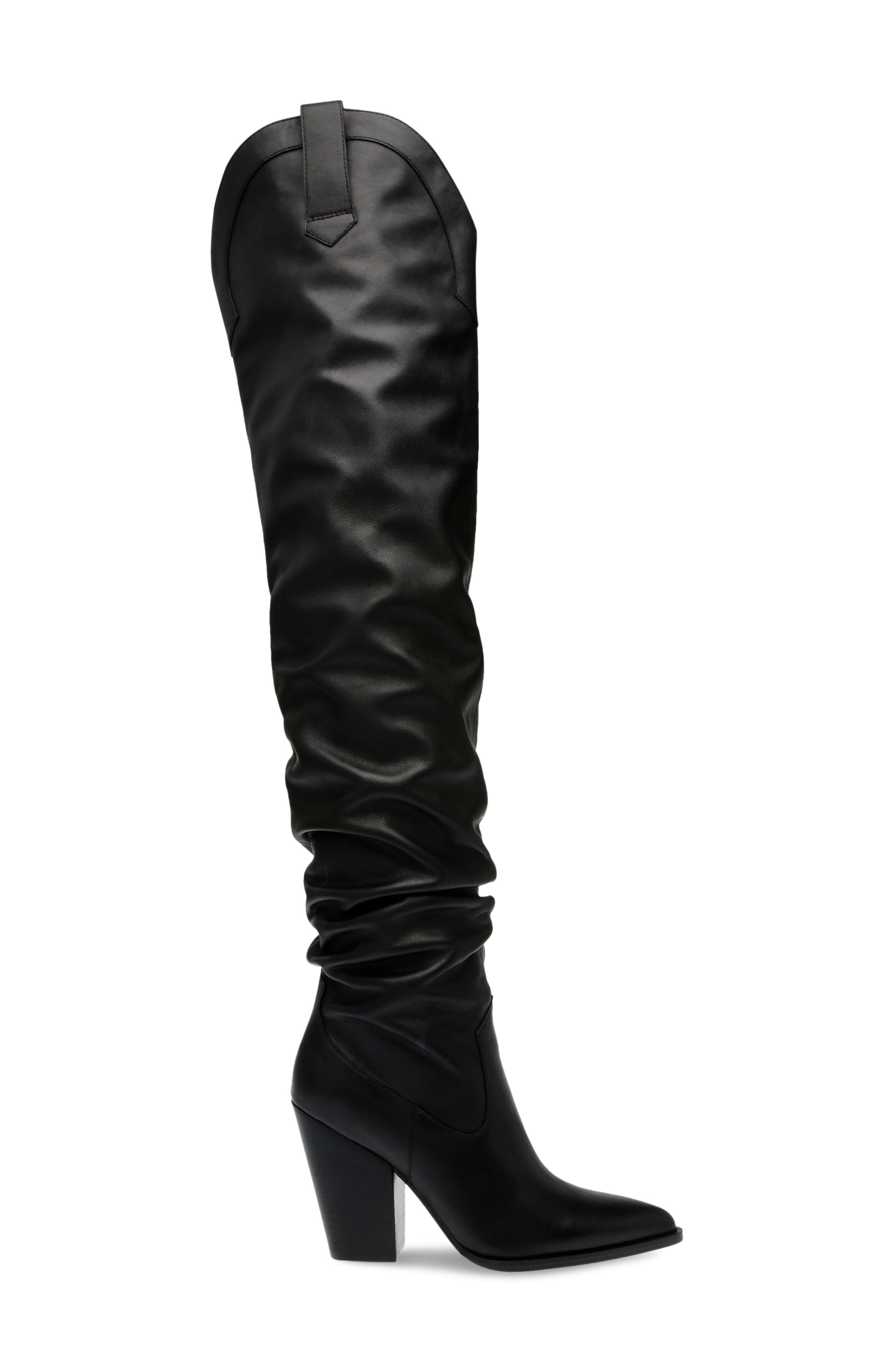 Steve madden black slouch boots deals