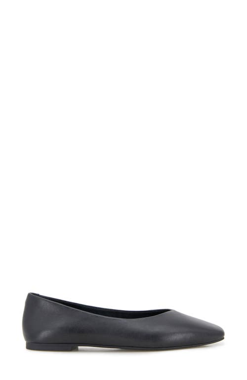 Kenneth Cole Johanna Square Toe Flat In Black Leather