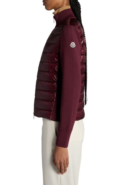 Moncler Quilted Shell And Wool Jacket In Burgundy