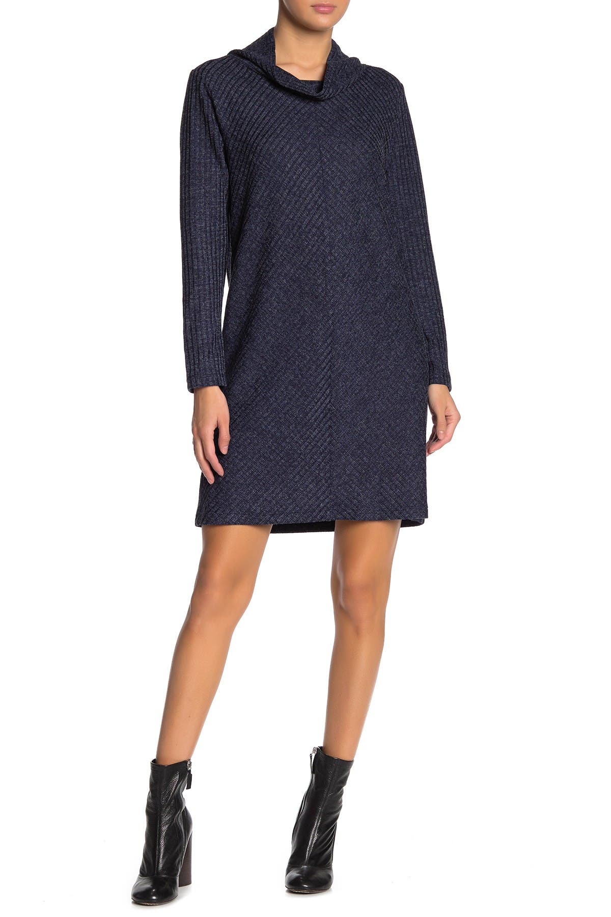 cowl neck knit dress