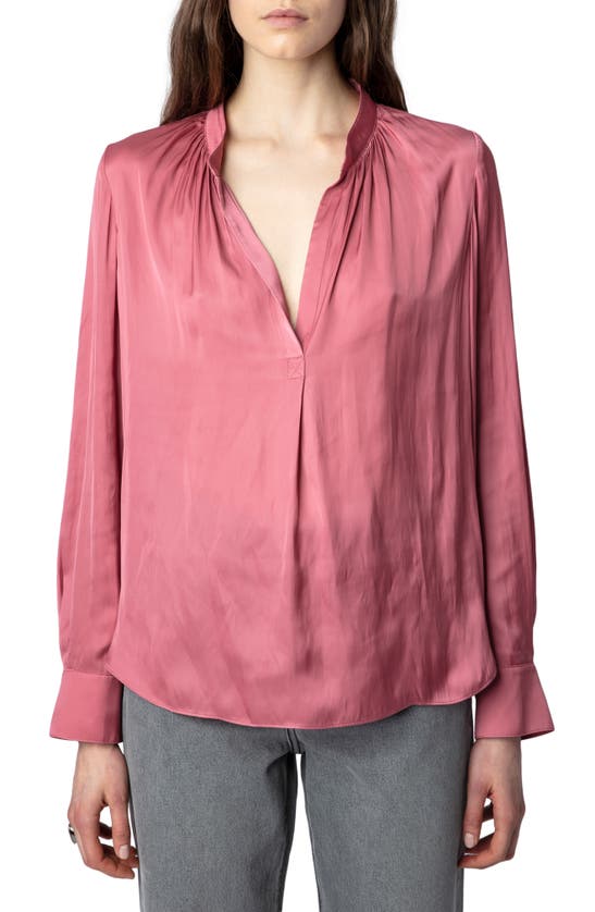 Zadig & Voltaire Band-collar Blouse In Vieux Rose