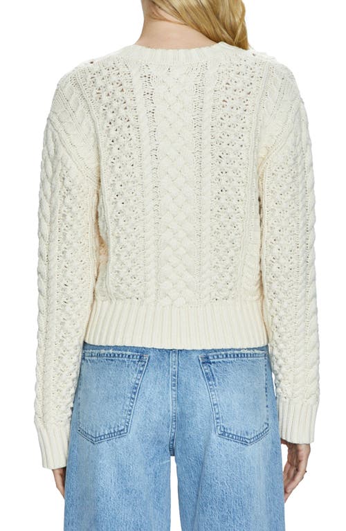 Shop Pistola Quinn Mixed Stitch Cotton Blend Sweater In Ivory