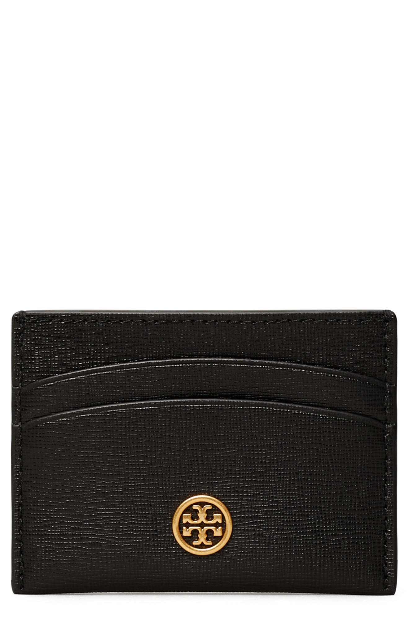 Tory Burch Robinson Leather Card Case in Black at Nordstrom