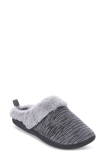 Floopi Faux Fur Trim Velour Clog Slipper In Grey