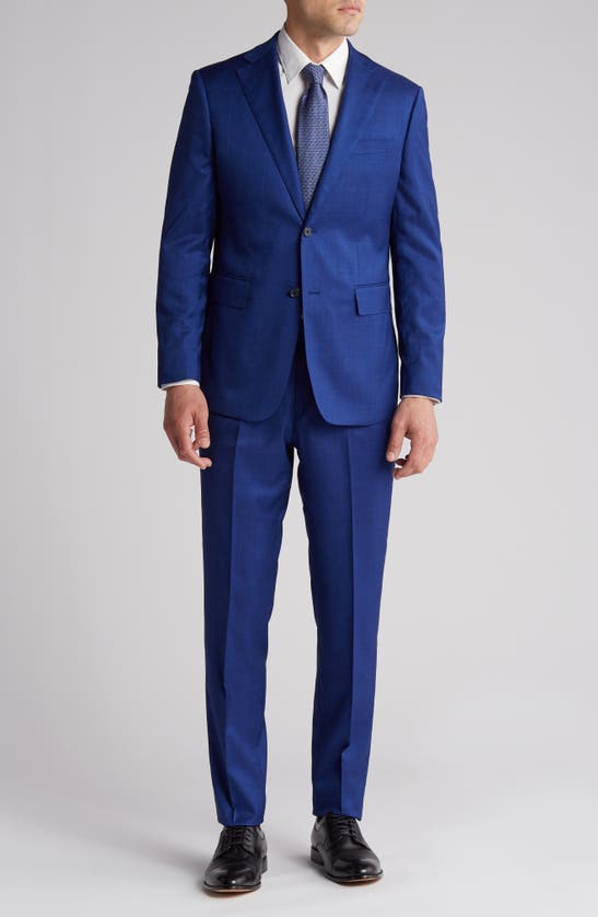 Shop English Laundry Plaid Trim Fit Notch Lapel Two-piece Suit In Blue