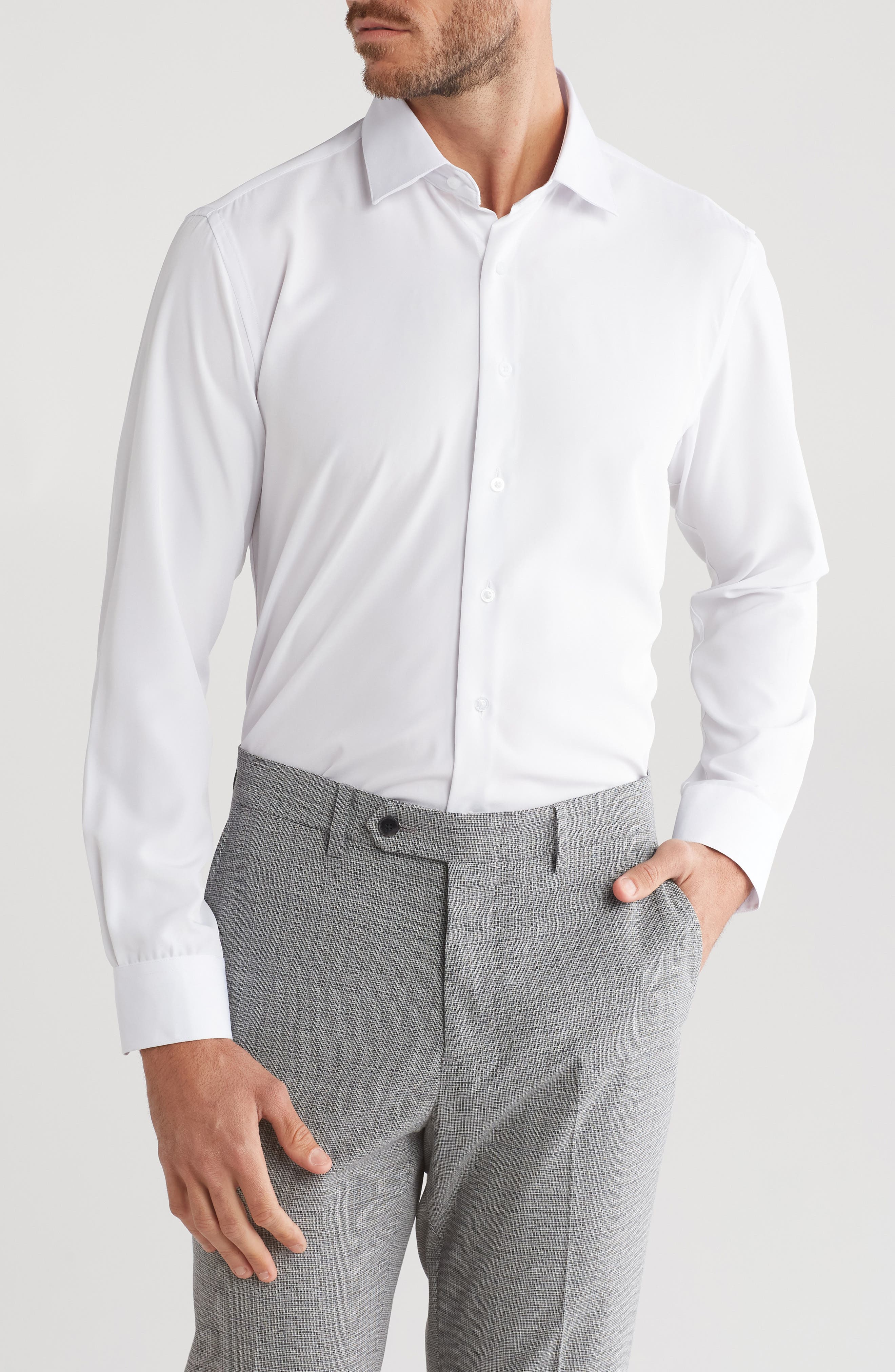 Nautica Slim Fit White Stretch Dress Shirt | Nordstromrack