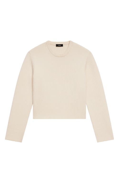 Shop Theory Boxy Felted Wool & Cashmere Rib Sweater In Ivory